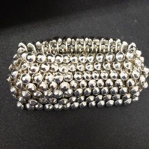 Silver bead stretch bracelet